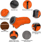 Fragralley Dog Coat Medium, Waterproof Dog Jacket with Warm Fleece Lining, Adjustable Reflective Dogs Winter Coat, Turtleneck Pet Coats for Cold Weather (Orange M)