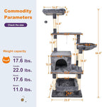 66-in Heavy-Duty Cat Tree for Large Cats, Multi-Level Tower with Sisal Scratching Posts, Plush Perch, Hammock & Condo Anti-Tip Design