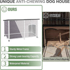 59.1’’ Extra Large Heated Dog House Outdoor for Winter, Insulated Dog Kennel with Metal Frame, Weatherproof Dog Shelter with Heating Pad and All-Around Insulated Liner for Large Breed Outside (Grey)