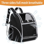 Cat Backpack Carrier for Small Dogs and Medium cat Puppy Kitten Bunny Pet Carrier Backpack Collapsible with Fully Ventilated Mesh with Safety Leash (Black, 12.9" L x 10.62" W x 15.5" H - M)