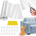 Cat Scratch Furniture Protector - Thicken PVC 118.11"*15.75 Couch Protector from Claws Single-Sided Anti Scratching Tape - Cat Couch Corner Protector - Pet Tape for Furniture for Door Wall