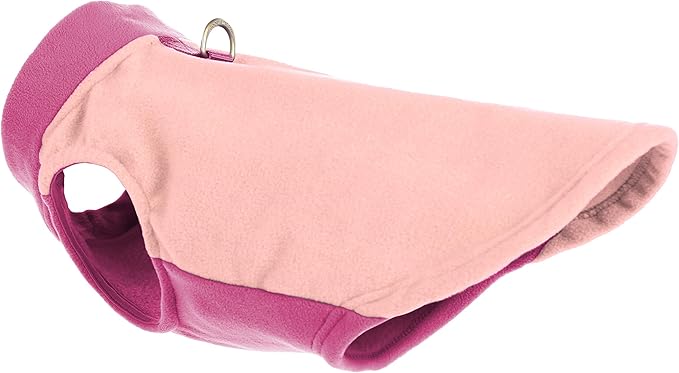 Gooby Half Stretch Fleece Vest Sweater - Peach, Large - Warm Pullover Jacket with D-Ring Leash - Winter Small Dog Coat - Cold Weather Clothes for Small Dogs Boy or Girl