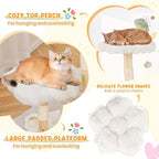 PETSITE 32 Inch Wood Cat Tree, Multi-Level Small Cute Cat Tree with Sisal Scratching Posts, Cat Condo, Soft Long Plush Covered Perches, and Dangling Balls