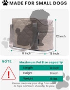 Lightweight Dog Purse Carrier for Small Dogs up to 15 lbs, Dog Tote Bag Puppy Carrier, Soft Plush Interior, Safety Leash Clip, 4 Side Pockets Dog Carrier Bag for Travel & Walking, Camel