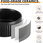 Non-Slip Ceramic Dog Bowls,6" Dog Food and Water Bowl Set with Silicone Base, 32oz/4cups Weighted Flip-Proof Pet Feeding Bowl for Medium Dogs (Medium,Black)