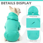 KOOLTAIL Dog Hoodie for Large Medium Small Dogs,Soft&Warm Pet Sweater with Leash Hole&Pocket Boy Girl,Puppy Fall Winter Jacket Clothes,French Pitbull Cold Weather Coat Sweatshirt,Lake Blue SM
