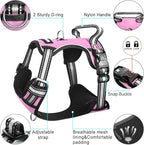 WINSEE Dog Harness No Pull, Pet Harnesses with Dog Collar, Adjustable Reflective Oxford Outdoor Vest, Front/Back Leash Clips for Small, Medium, Large, Extra Large Dogs, Easy Control Handle for Walking