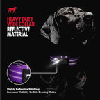 Tuff Pupper Heavy Duty Tactical Dog Collar | 1.5" Wide Ballistic Nylon | Reflective Stitching | Integrated ID Tag Holder | Stainless Steel Buckle | Padded Lining | Medium & Large Dogs (Purple, Medium)