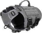 ICEFANG GN3 Tactical Dog Harness with 6X Buckle,Dog Molle Vest with Handle,3/4 Body Coverage,Hook and Loop Panel for ID Patch,No Pulling Front Clip (XS (17"-23" Girth), Wolf Gray)