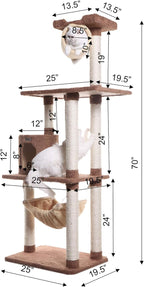 Armarkat 70" Cat tree With Scratch posts, Real Wood Cat House For Cats & Kittens, X7001
