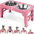 Elevated Dog Bowls for Medium Size Dogs, Non-Slip Dog Feeder with 1*Stainless Steel Dishes & 1*Slow Feeder Bowl, 5 Heights Adjustable Raised Bowls to 3.15″-8.66″-9.84″-11.02″-12.2″