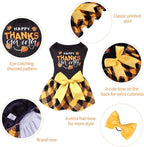 CuteBone Happy Thanksgiving Day Dog Fall Dress Costume Velvet for Small Dogs Girl Puppy Dresses Yellow Plaid Dog Clothes CVA03S-D