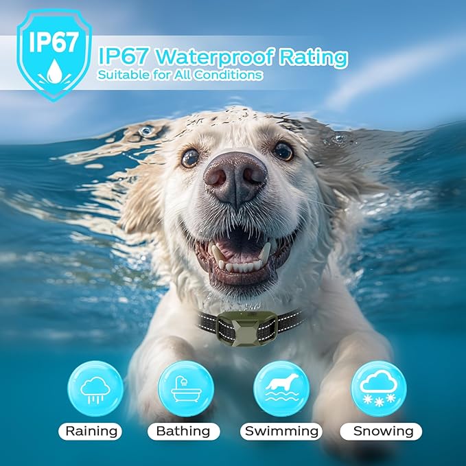 Dogs Training Collar 1968FT Dog Training Collar with Remote, IP67 Waterproof Rechargeable Collar with 4 Training Modes (Beep&Vibration but Fully Safe for Pets) for Small Medium Large Dogs