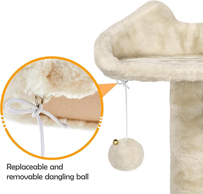 Topeakmart 61in Cat Tree for Indoor Cats, Cat Tower with Scratching Posts Spacious Perch & Platform for Kittens, Beige