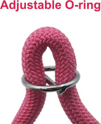 Braided Round Martingale Dog Collar, Training Collar with Slidable Stop Ring - Ideal for Large Dogs (L(1/2") - 22" Long, Pink)
