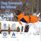 MIGOHI Comfortable Large Dog Coat - Waterproof Dog Coat with Reflective Strips,Windproof XXL Dogs Jacket with Warm Turtleneck, Snow Coats for Large Dogs,Labrador Golden Retriever,2XL,Orange