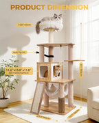 61" Modern Cat Tree Tower for Indoor Cats, Luxury Climbing Tower with Plush Lounge, Kitty Condos, Hammock & Scratching Posts, Classic cat Furniture