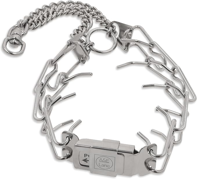 Prong Collar for Dogs - Easy Buckle Prong Collar - 3mm Stainless Steel No Pull Chain Collars - Quick Release Dog Collar - (14 to 20” Neck) Adjustable Dog Training Collars for Large to Medium Size Dogs
