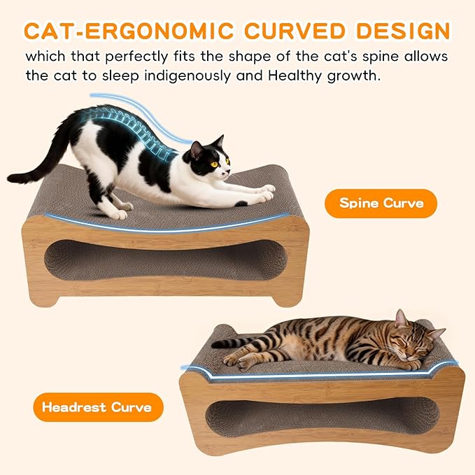 Cat Scratcher 2 in 1,Cardboard Cat Scratcher with Toy Ball,Extra Long & Extra Wide (24x11 inch) Cat Scratcher Bed for Indoor Cats and Furniture Protector,Suitable for Kittens and Big Cats