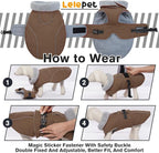 Lelepet Warm Dog Coats for Medium Dogs Waterproof Dog Jacket Reflective Pet Fleece Vest Windproof Cold Weather Coats with Adjustable Buckle & Leash Hole, Brown, M