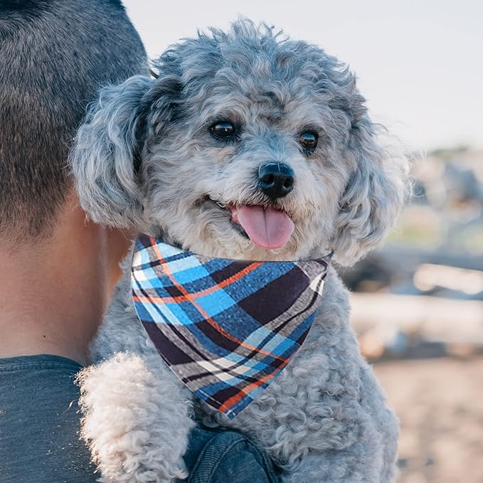 Segarty Dog Bandanas, 30 Pack 22.8"x15.7" Pet Scarf Triangle Plaid Bibs Accessories Bulk for Medium Small Dogs Cats Large Puppy Dogs, Washable Adjustable Reversible Boy Pets Birthday Kerchief