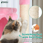 Dkeli Cat Tree for Indoor Cats Condo Tower with Scratching Post Tease Ball Perches Platform Small and Medium 54 Inch Multi-Level, Pink