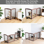 Dog Fence Indoor,Dog Gate Indoor for Doorway pet gate -2-Panel Freestanding, Hallways, House or Stairs -40x32-Inch Retractable Foldable Expandable Wood Pet by SFJC (Brown) ﻿
