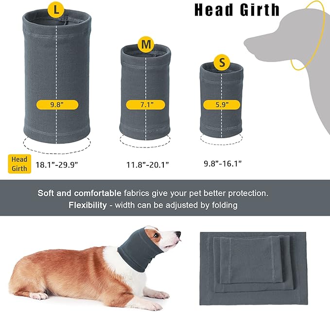 Nanaki Dog Calming Hoodie Quiet Head Cover Sleeves - Ear Covers Hood for Noise Bath, The Grooming and Force Drying Head Protection for Anxiety Relief and Calming Dog Neck and Ear Warmer