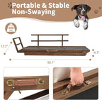 SLSY Dog Ramp for Beds & Couches, Folding Adjustable Pet Ramp with Non-Slip Rubber Mat, 55" Long, 5 Heights (15.7"–27.5"), Wooden Ramp Supports Up to 220 lbs for Dogs & Cats (Brown)