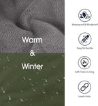 IECOii Extra Warm Dog Coat Reflective Adjustable Jacket Winter with Buckle Fleece Turtleneck for Cold Weather Soft Small Medium Dogs, Army Green, XXX-Large