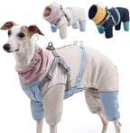 Dog Snowsuit with Built-in Harness, 4-Leg Full Body Winter Coat, Fleece Lined Puffer Jumpsuit with Back Zipper & Reflective Trim for Small Medium Large Dogs (Pink, Small)