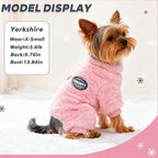 Fleece Dog Pajamas Winter Warm Dog Sweater for Small Dogs Thermal Soft Puppy Pjs Coat Stretchy Jumpsuit Doggie Pet Clothes Outfits Cat Apparel (Pink, Large)