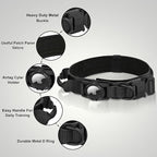 Tactical AirTag Dog Collar - Heavy Duty, Adjustable GPS Collar Compatible with Apple AirTag, with Holder & Control Handle for Medium/Large Dogs [ Black, XL ]