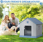 EasyUp Dog House Outdoor Indoor,Dog House Weatherproof Resin Shelter with Air Vents and Elevated Floor for Small Medium Large Dogs,Easy Clean and Assemble(37.8 * 40.87 * 38.82in,Blue)