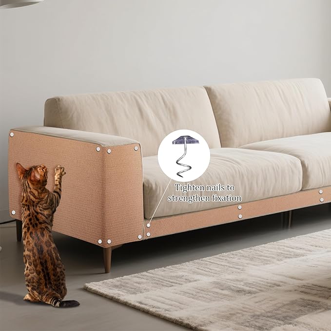 2 Pack Cat Scratch Furniture Protector Trimmable DIY Climbing Scratching for Indoor Couch Protector from Cat Claws, Walls and Tower Replacement (Beige, 15.7'' x 23.6'')