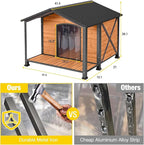 Aivituvin Heated Dog House Outdoor with Anti-Bite Metal Frame Insulated Indoor Dog Kennel 41.6'L Large Dog Cage for Small Medium Large Dogs with Heater and Insulated Liner for Winter