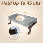 [Ready to Gift] PURRHOUSE Cat Window Perch with Cushion Bolster and Cool Pad, Cat Hammocks for Windows with Wood & Robust Metal Frame for Large Cats, Beds for Windowsill, Bedside and Cabinet,24''W