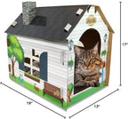 ASPCA Cardboard Cat House Hideaway Playhouse with Cat Scratcher Scratching Pad 19" L x 13" W x 17" H