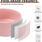 Dog Bowls, Non Slip Ceramic Dog Food and Water Bowl with Silicone Base, Heavy Pet Feeding Bowl for Puppies, Small and Medium Dogs (White+Pink, 6 Inches)