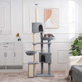 Cat Tree for Indoor Cats 105" Tall Cat Tower Multi-Level Cat Condo with 3 Perches 2 Caves Cozy Basket Scratching Board Pet Supplies Gray