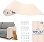 157.5" x 15.8" Cat Scratch Furniture Protector, Self-Adhesive Couch Protector from Cat Claws, Cats Scratching Mat for Couch, Sofa, Wall & Door, DIY Cat Scratch Pads Replacement, 2 Pack (Off White)