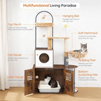 HOOBRO Cat Tree with Litter Box Enclosure, All-in-One 31.5" Cat Tower with Hidden Litter Box Cover Furniture for Indoor Cats, Versatile Cat Condo with Sisal Posts, Hammock, Rustic Brown FG45MZ03