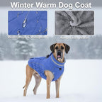 Dog Coat, Warm Dog Winter Coat for Large Dogs, Waterproof Jacket with Harness Built in, Reflective Turtleneck Cold Weather Coats with Zipper,Pet Fleece Vest Snow Jacket, Blue XXXL