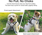 Petmolico No Pull Dog Harness and Leash Set, No Choke 4 Leash Attchments Easy Control Handle Soft Padded Reflective Vest Dog Harness for XS Dog Breed, Cow Pattern XS
