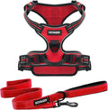 Voyager Dog Harness Dual Leash Attachment No-Pull Control Adjustable Soft but Strong Pet Harness for Medium and Large Dogs with 3M Reflective Technology, Leash Set Red Nylon, S (Chest: 16-20")