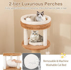 PETSITE 65 Inch Tall Cat Tree, Multi-Level Cat Tower with Scratching Posts, Soft Faux Rabbit Fur Padded Perches, Removable Cushion, Sisal Rope, and Dangling Ball, Modern Cat Tree Tower for Indoor Cats