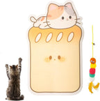 Adorable Toast-Shaped cat Scratcher with wall-Mounted Design. Includes a Caterpillar cat Toy. Made of Felt Material, This Playful Gift is Perfect for Sharpening Claws. (yeoolw Toast)