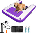 ALIFUN Inflatable Dog Ramp Floating Dock Water Raft Ladder for Pool, Boat, Non-Slip EVA Floating Ladder for Dog Up to 220 LBs Purple 140CM Length (Black-Purple, for Small Dogs Up to 80 lbs)