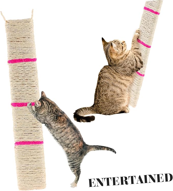 Hanging Sisal Cat Scratcher Mat Wall Mount Corner Cat Scratch Pad 17.71X3.34X0.98In Durable Entertainment and Activity Mat