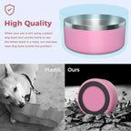 Dog Bowl, Stainless Steel Dog Food and Water Bowl with Non Slip Quiet Bottom, Easy to Clean, Dishwasher Safe, 64oz, Pink